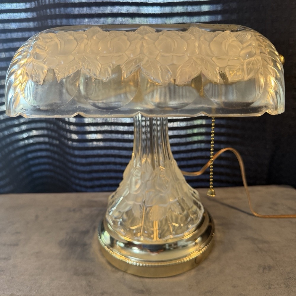 Anne Hutte Bleikristall Lead Crystal Bankers Desk Lamp - Working Rare Vintage